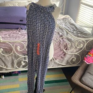 Zara Girls 1piece jumpsuit, pant bottom crop top, blue & white, size 9/10 cm 140